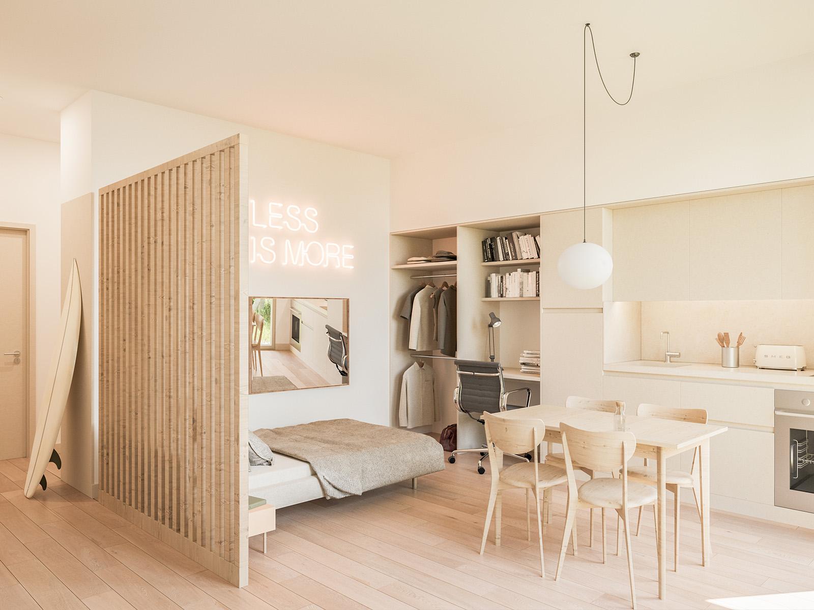 Studio with balcony in new development in Praça de Chile