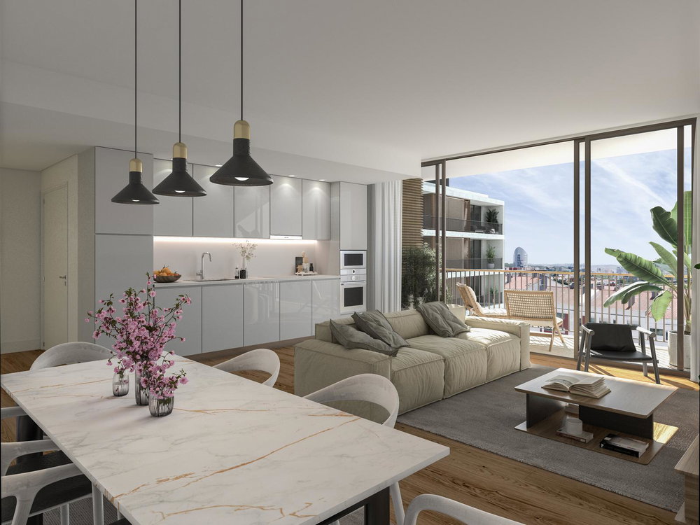 3 bedroom flat with balcony in new development in Carnaxide