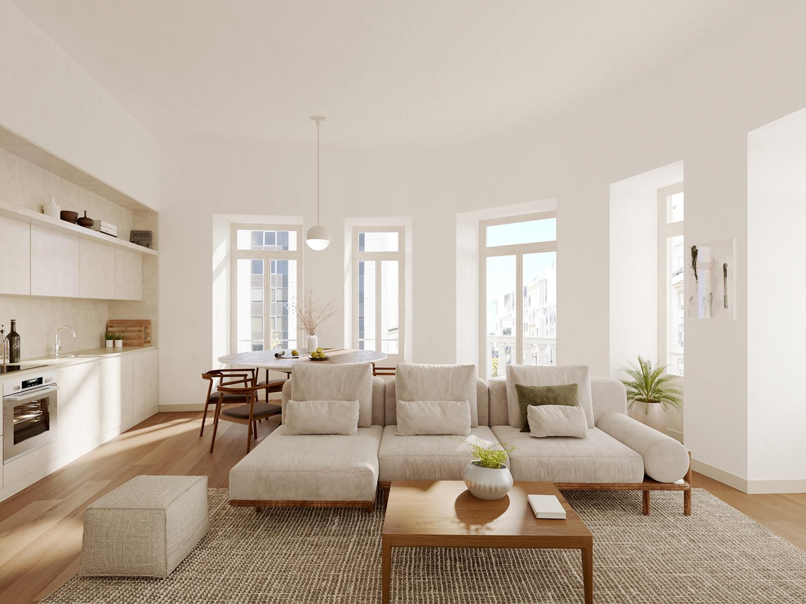 2 bedroom flat with balcony in a new development on Avenida Almirante Reis