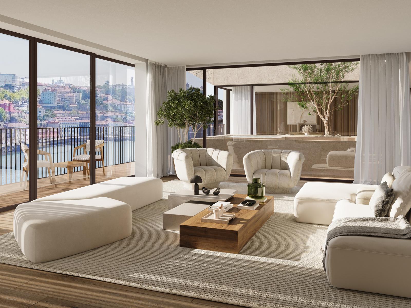 4 bedroom flat with outdoor area in the most recent development next to the Douro River