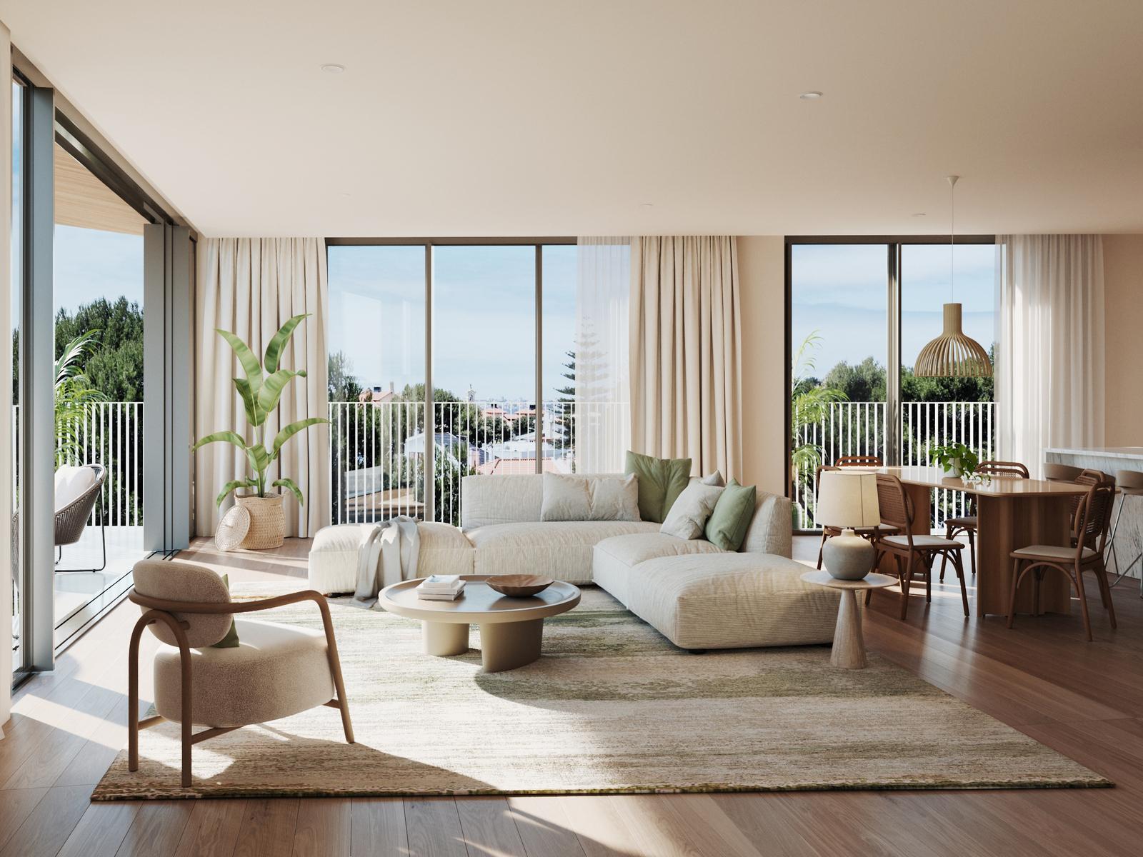 3 bedroom flat with balcony and garage in a new development in Carcavelos
