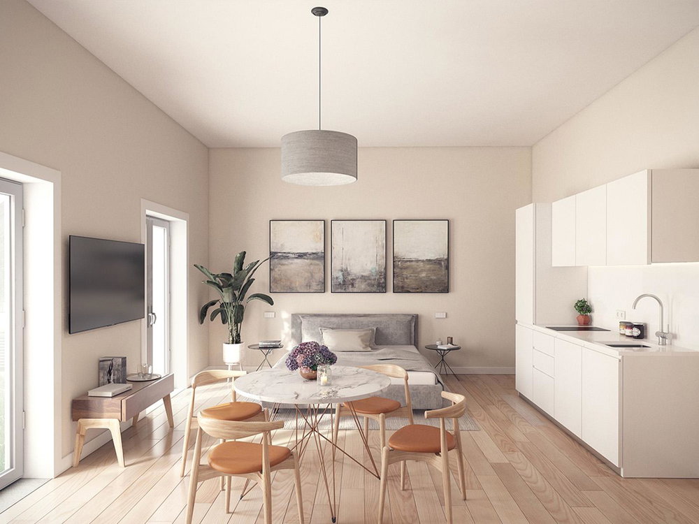 Sudio flat with balcony, in a new development, in Porto