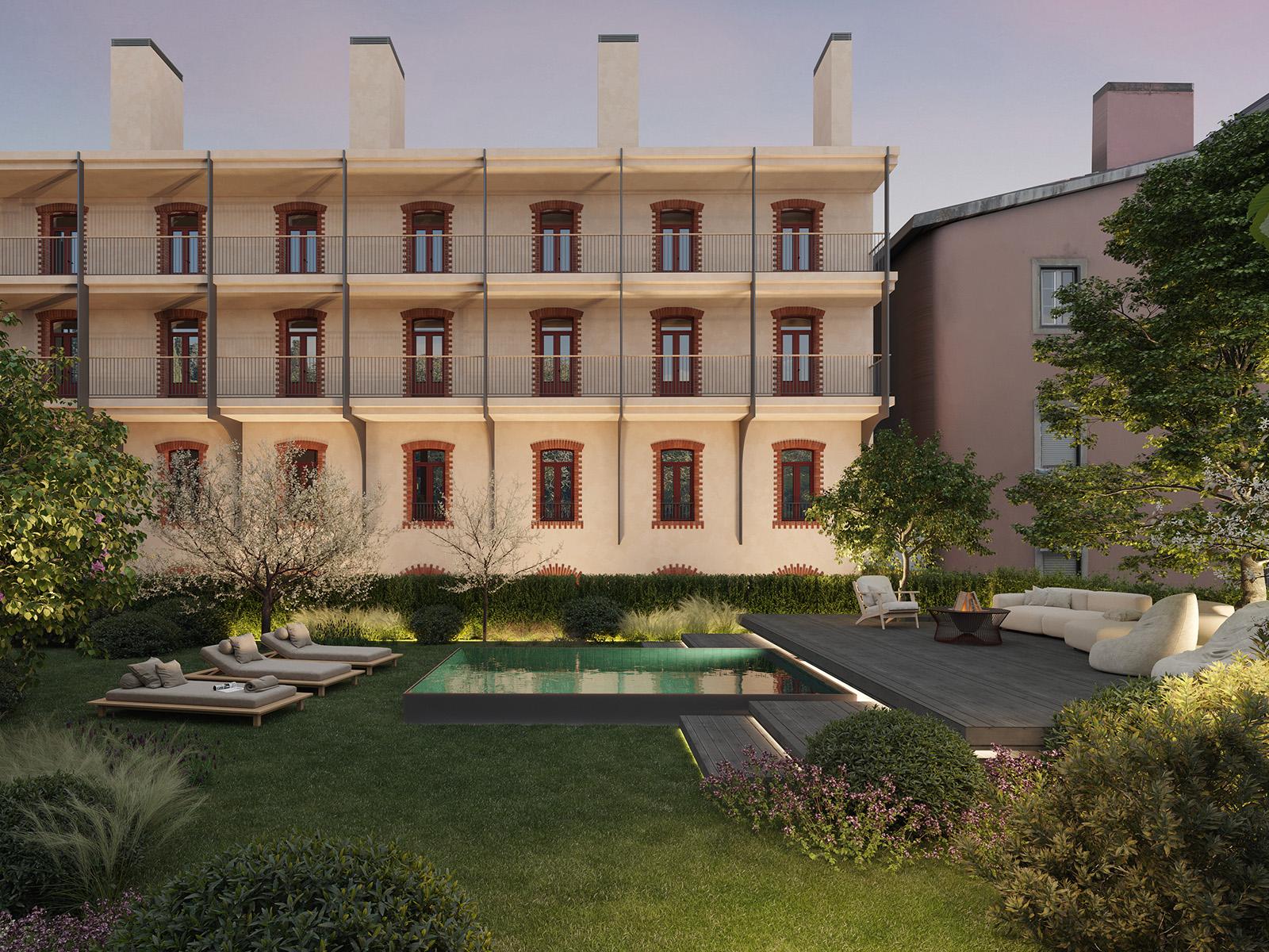 1 bedroom flat with parking in condominium with pool and garden