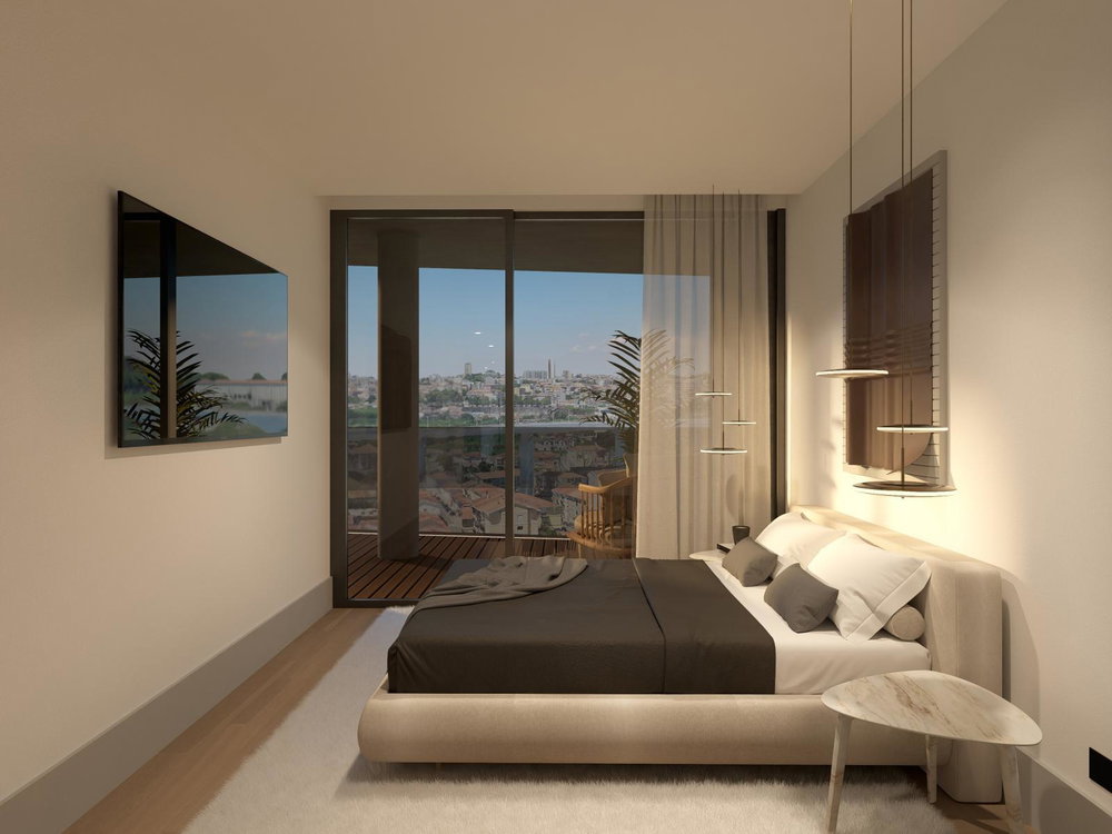 Studio flat with balcony, in a gated community, Vila Nova de Gaia