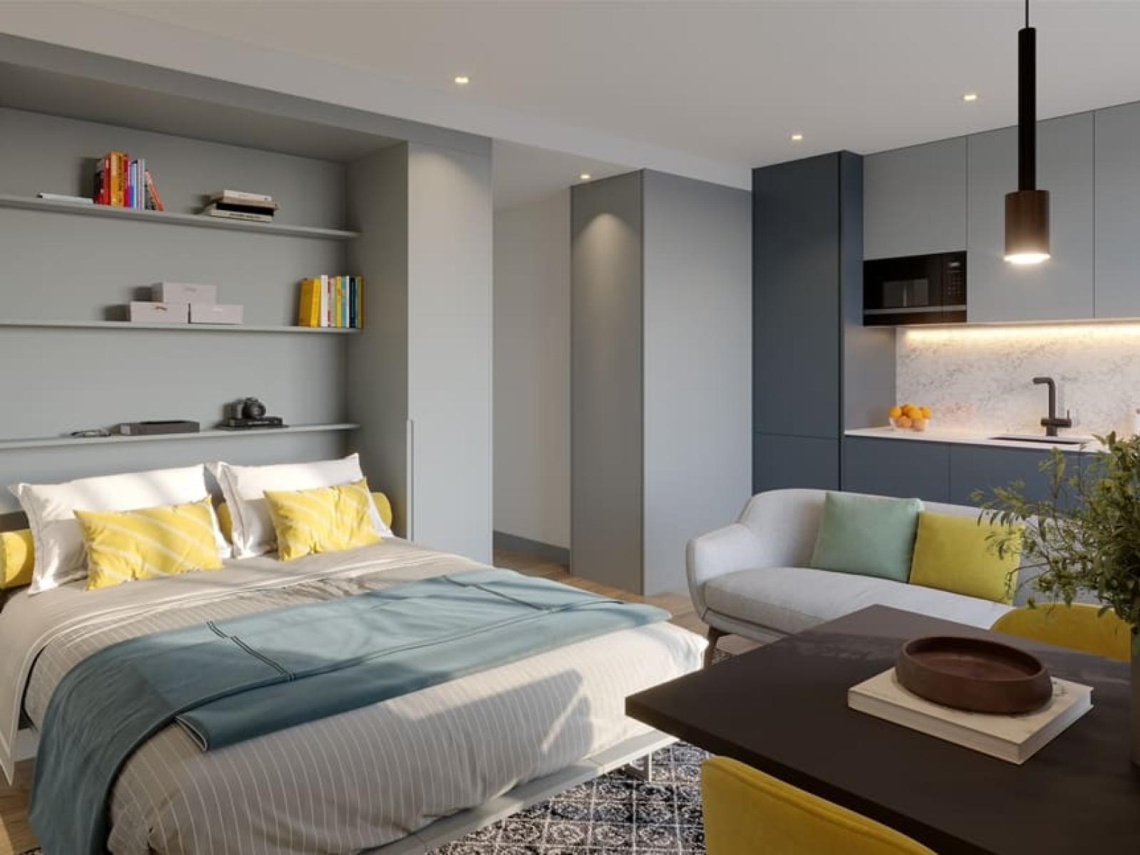 Studio flat with balcony in a new development in Carcavelos