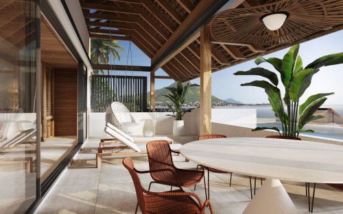 Exclusive penthouse with pool and sea view for sale on the west coast of Mauritius. 75044697
