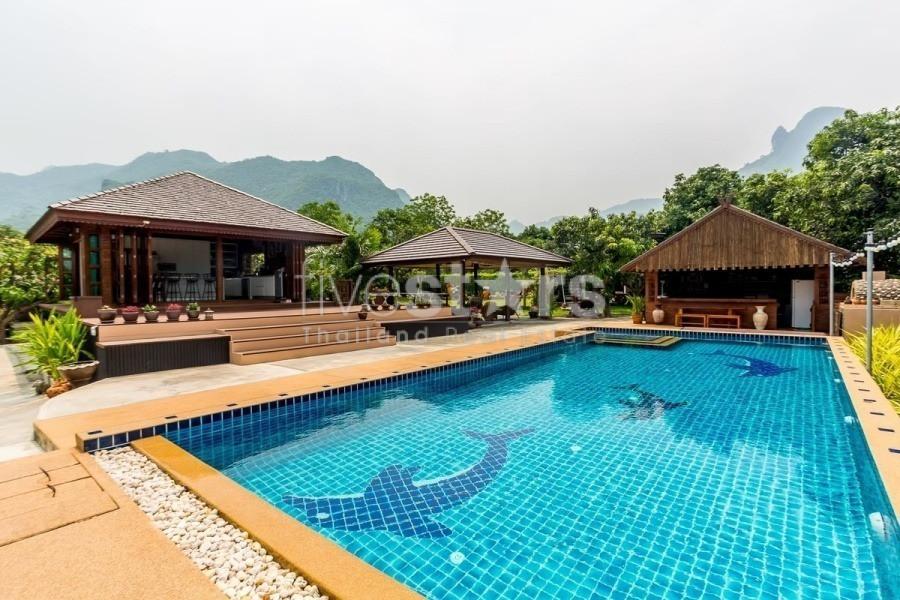 Authentic Thai Teakwood Villa Estate with Guest Bungalows and Mountain Views Near Sam Roi Yot – Reduced Price 3634305345