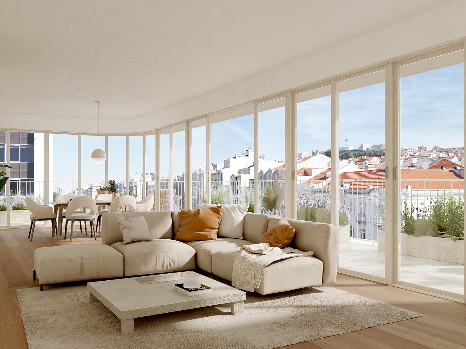 3 bedroom flat with balcony in a new development on Avenida Almirante Reis