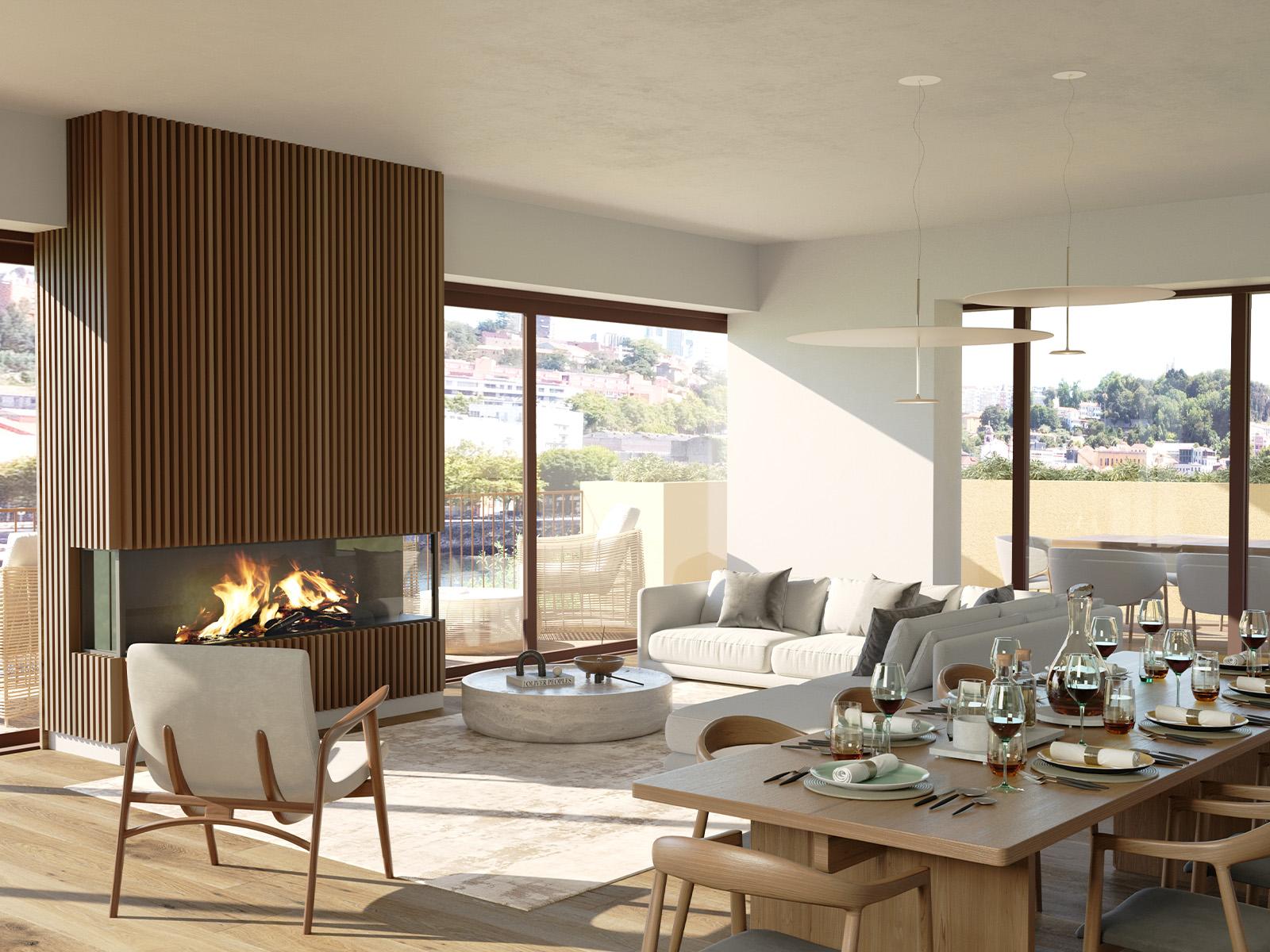 3 bedroom flat with outdoor area next to the Douro River