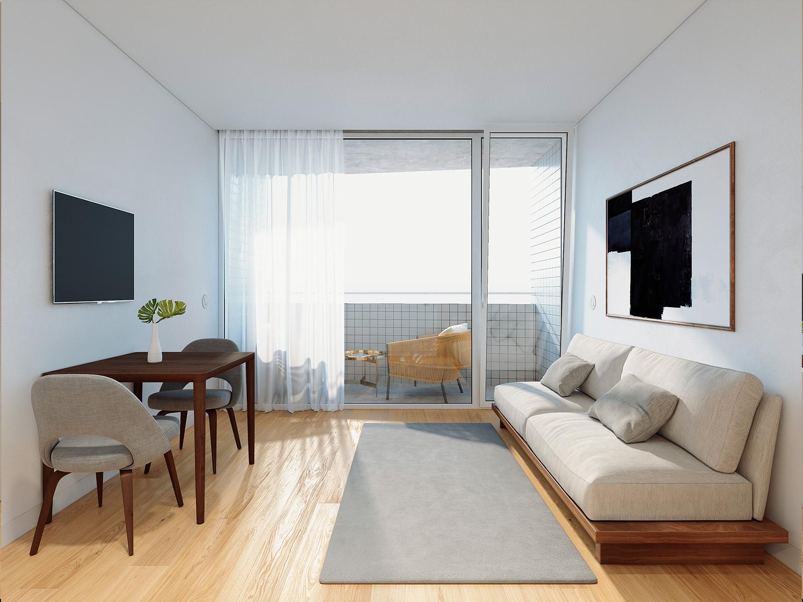 Studio flat with parking space in a new development in the centre of Porto