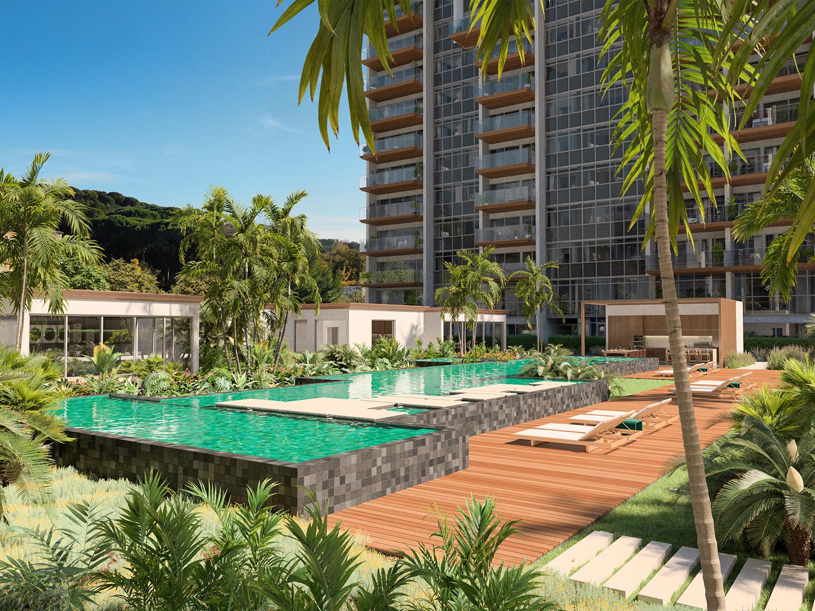 3 bedroom flat with pool view inserted in the Monview development