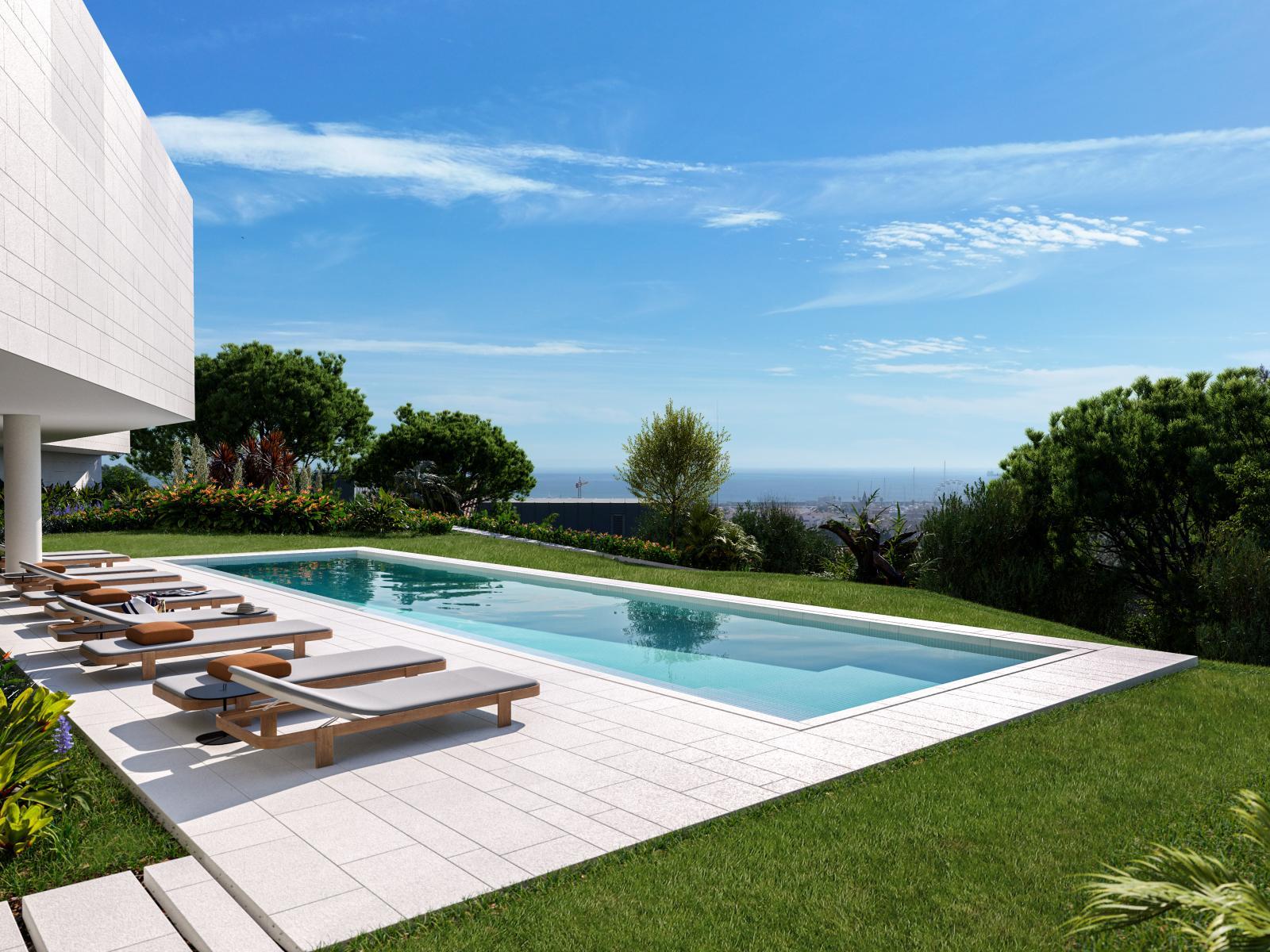 3 bedroom flat with terrace private pool and parking in Cascais