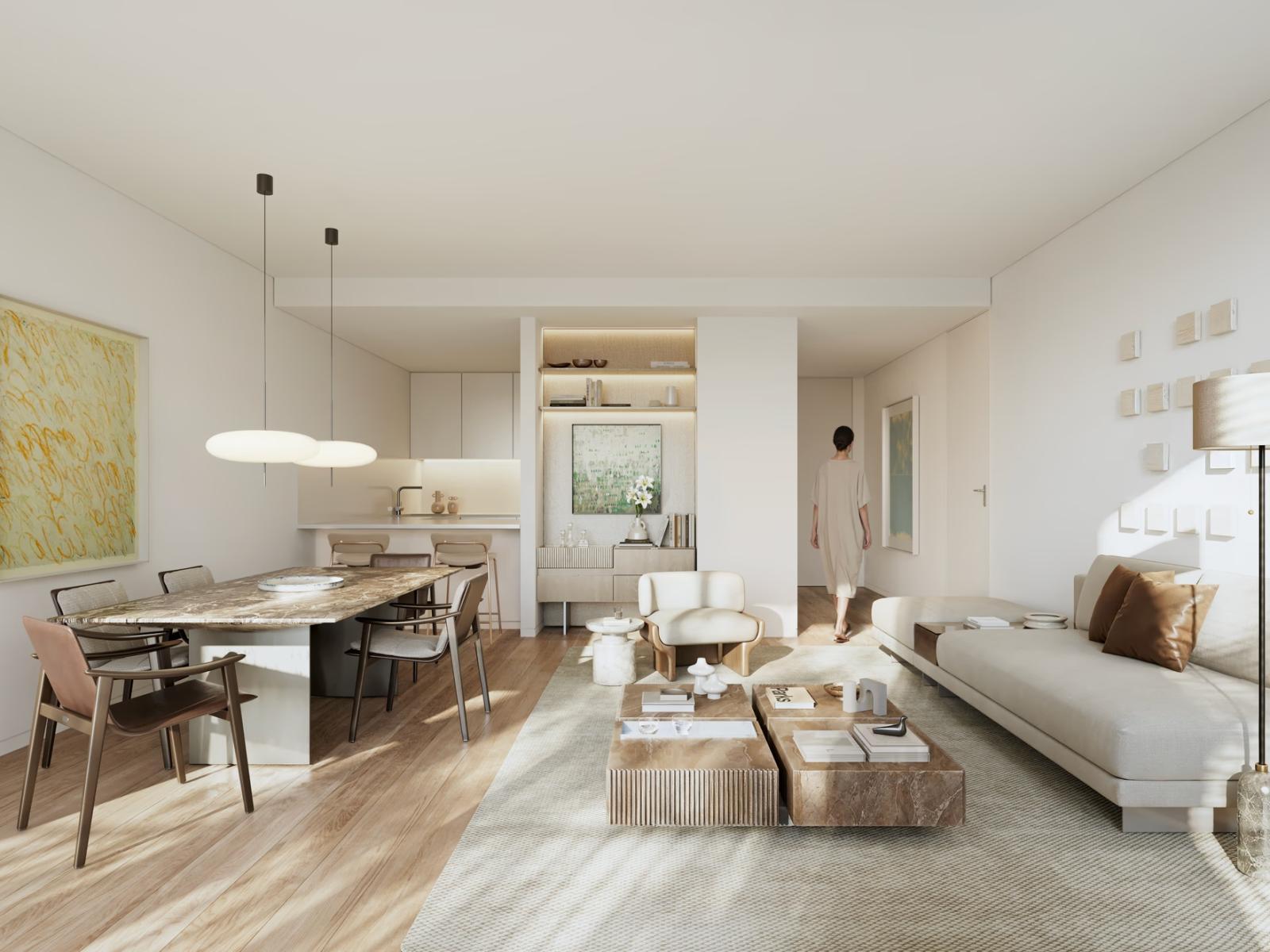 2 bedroom flat with balcony inserted in a new development in Porto