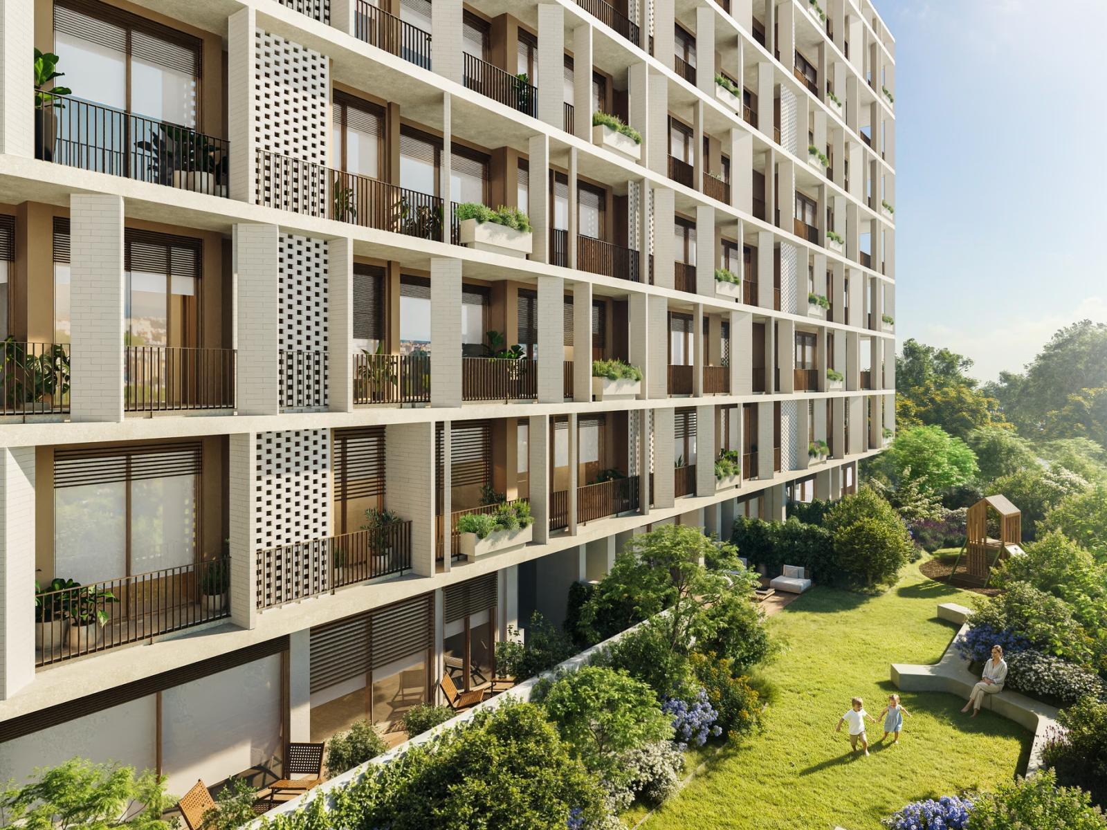 2 bedroom flat with balcony inserted in a new development in Porto