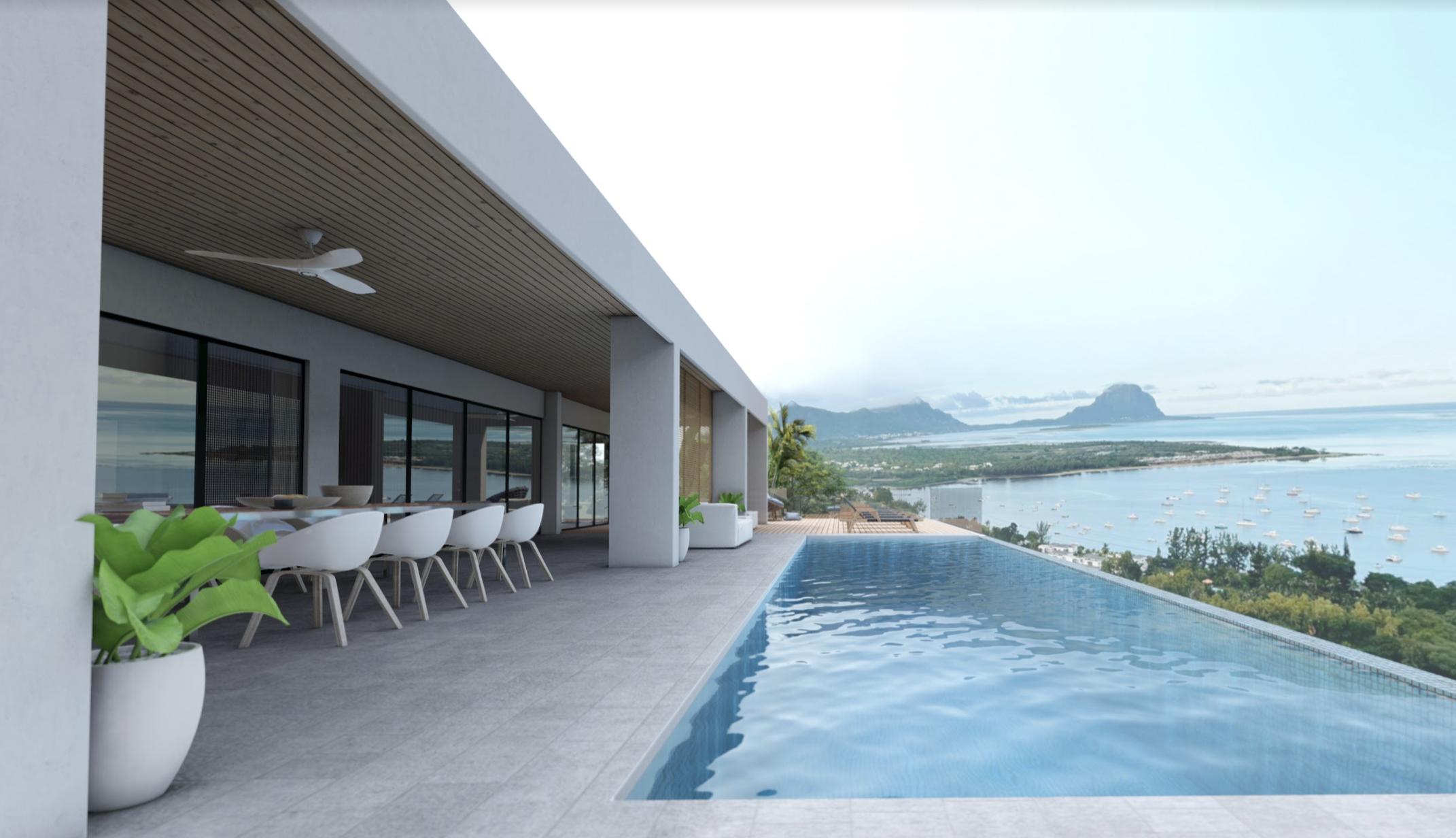 Invest in a magnificent villa with a panoramic view on the Morne and the lagoon of West Mauritius 3651661992