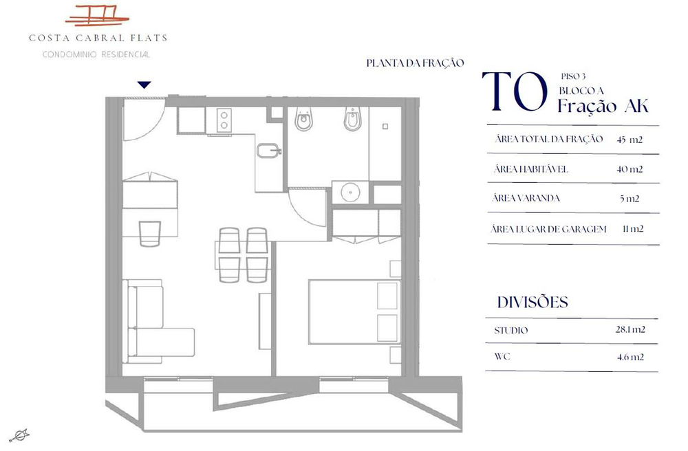 Studio apartment with terrace in Costa Cabral, Porto 1216187930