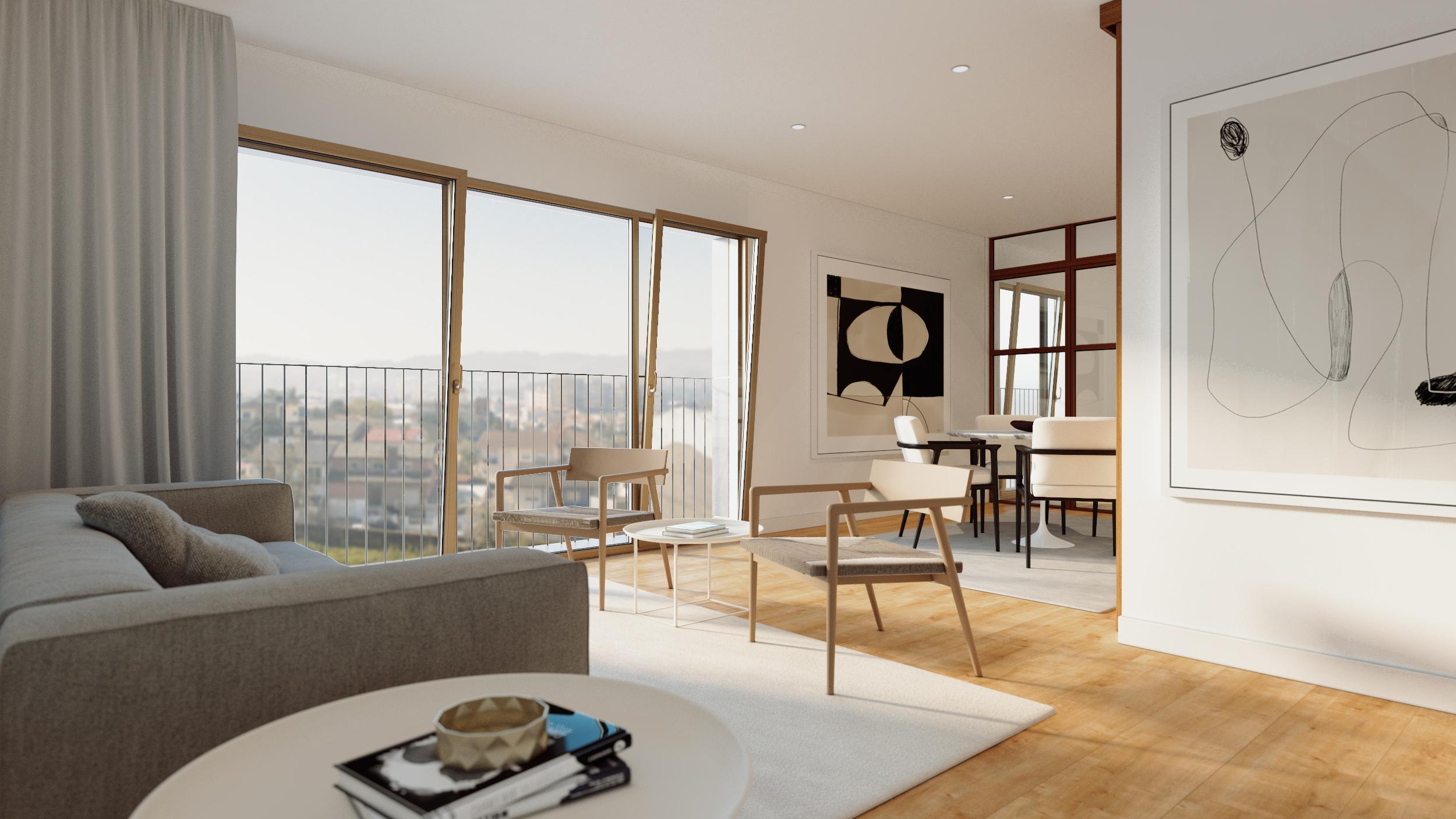 1-bedroom apartment with balcony and parking space in Lumiar.